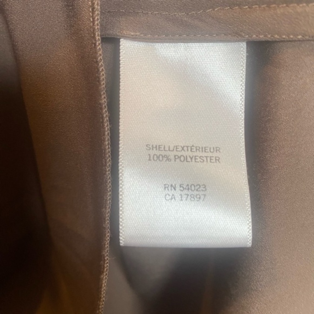 Women’s 100% Polyester Brown Ruffle‎ Neck Short Sleeve Top - Picture 3 of 4